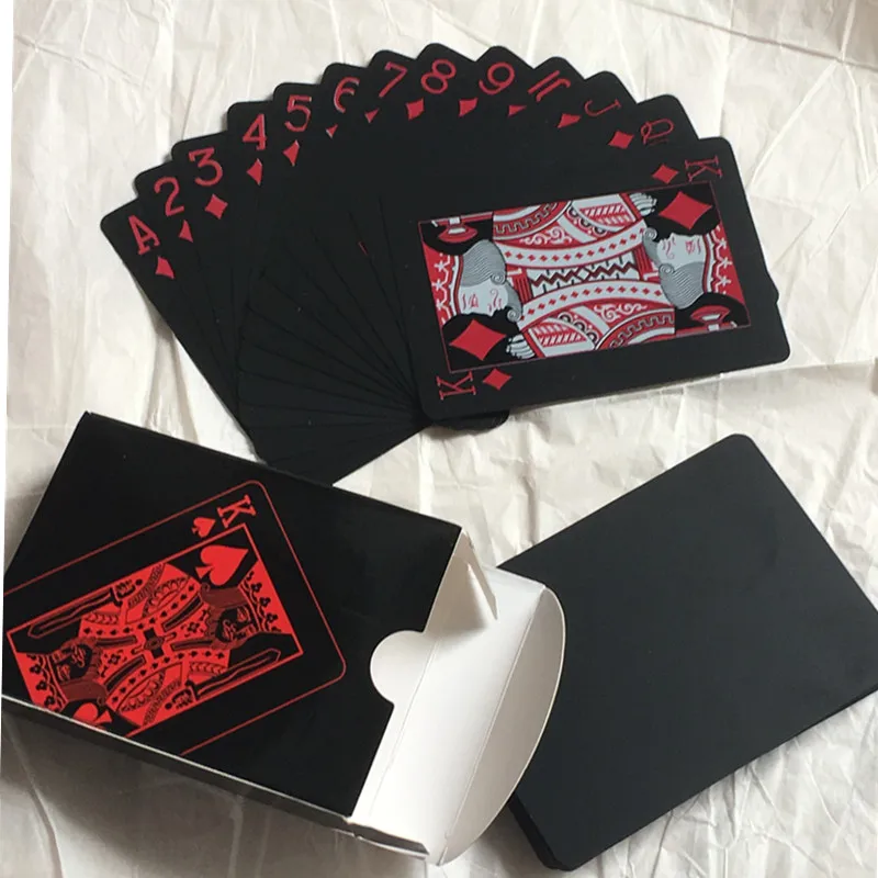 Standard- Red Качественные водонепроницаемые пластиковые игральные карты, трендовая ПВХ карточка для покера, Классические магические трюки, инструмент, чистая черная Волшебная коробка, карточная игра - Цвет: Standard- Red