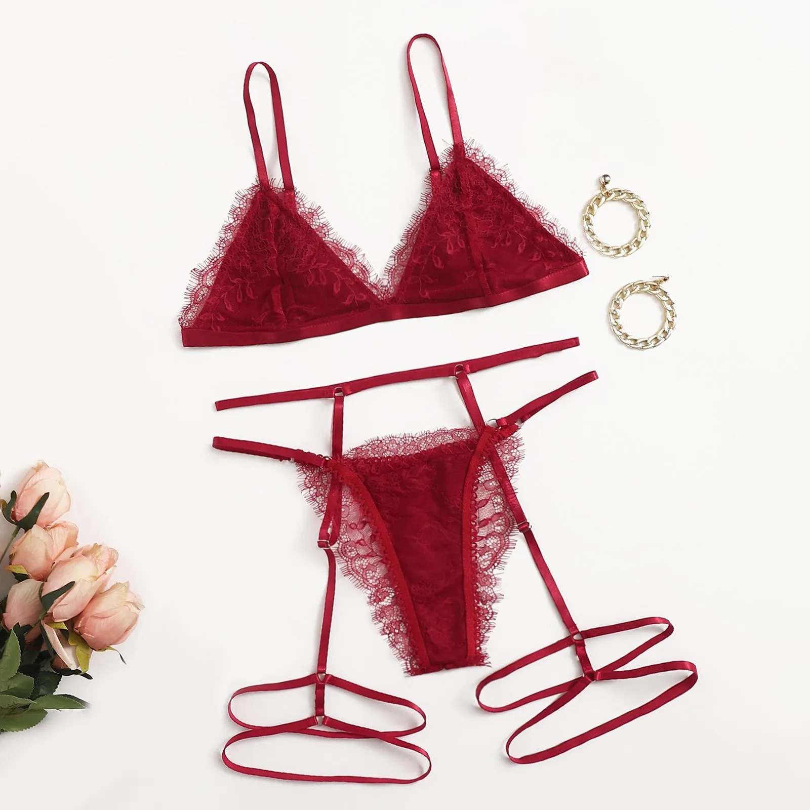 

Сексуальное женское белье кружевной бюстгальтер стринги Для женщин нижнее белье, Комплект подвязок, Lenceria чувственный Mujer размера плюс Эрот...