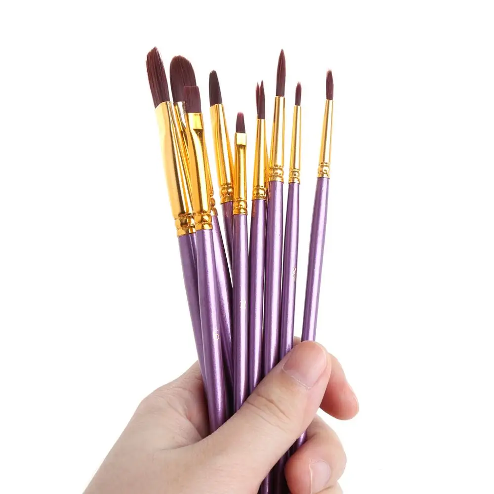 10 шт набор кистей для рисования художника нейлоновая краска волос Акварельная
