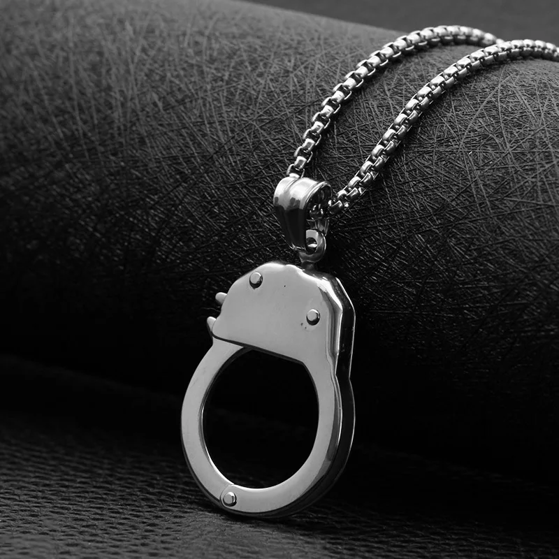 

2 размера FREEDOM Crime подвеска в виде наручников дружба из нержавеющей стали ожерелье можно открыть ожерелье с наручниками подарок на день Свят...