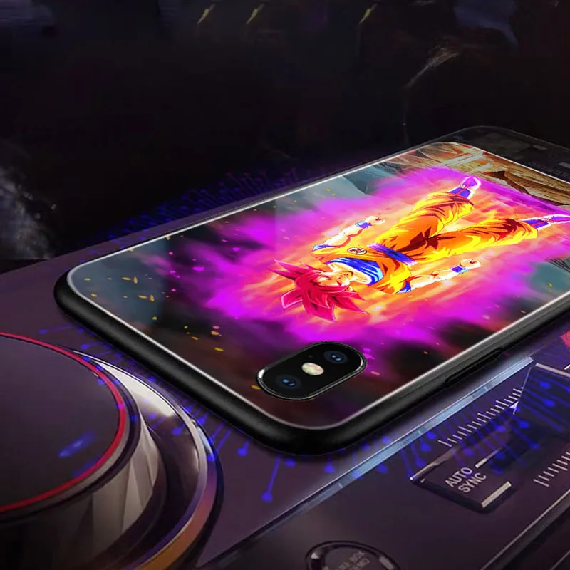 Умный светодиодный светящийся чехол для телефона iPhone XR XS MAX с рисунком Dragon Ball