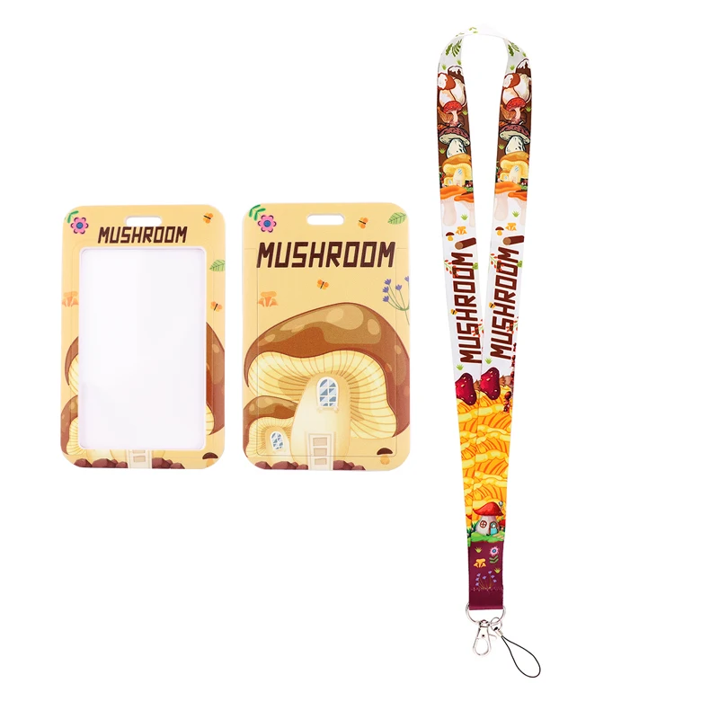 

24pcs/lot MD915 DMLSKY Cartoon Mushroom Necklack Lanyard Key Gym Strap Multifunction Mobile Phone With Card Holder Cover For Fan