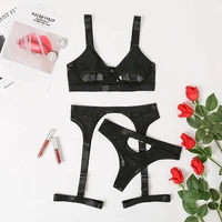 hollow out erotic lingerie apparel underwear set solid sexy costume bra 3 piece porn sissy intimate sensual sex suit 3pcs