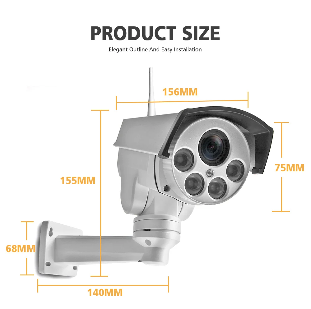 Супер HD 1080P 5MP Wifi PTZ IP камера Onvif аудио 5X 10X оптический зум 2MP CCTV камера безопасности наружная ИК 50 м P2P CamHi