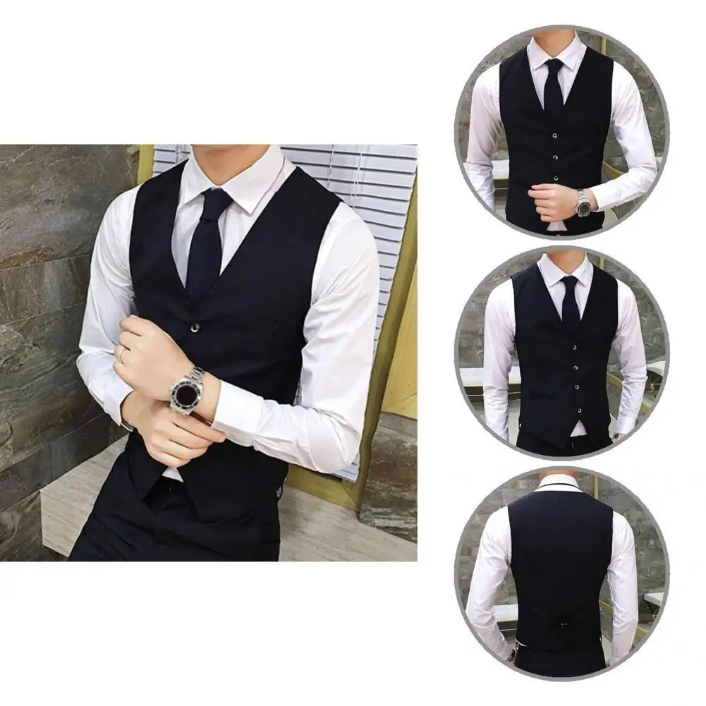 

Terrific Waistcoat Solid Color Wear-resistant Slim Spring Vest Men Waistcoat Male Waistcoat