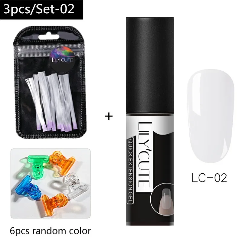 22 LILYCUTE 20ml Poly Extension Gel Kit Quick Building Gel White Clear LED Acrylic Builder Nail Tips Nail Art Gel Brush Tool Set - Цвет: 22