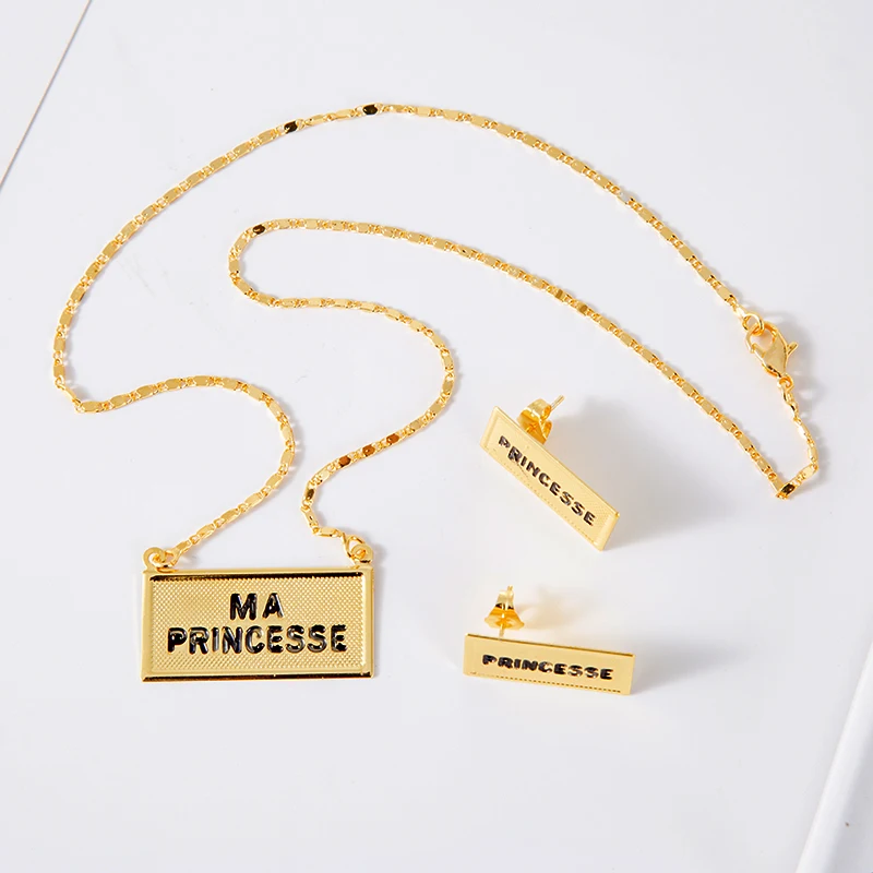 Ожерелье с именем ювелирные наборы для женщин и девочек квадратные изделия