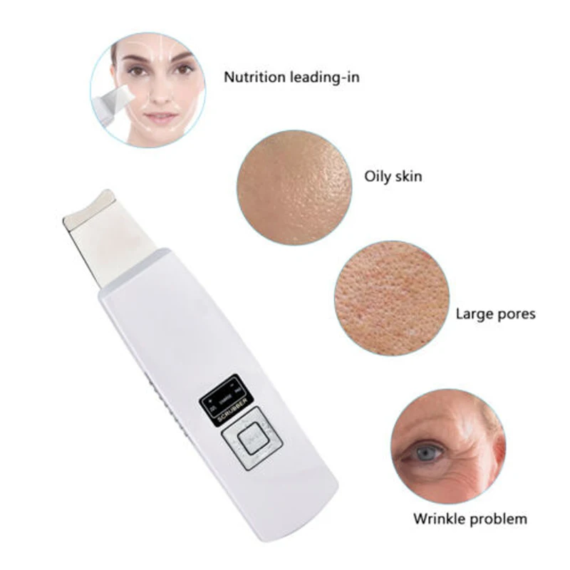 Ultrasonic Deep Skin Scrubber Face Cleaning Machine Blackhead Remove Reduce Wrinkles Spots Facial Vibration Massager Device | Красота и