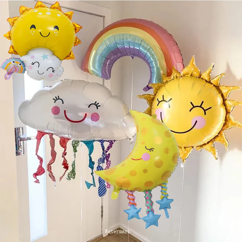 1 шт. изображение солнца Луны и радуги облака алюминиевой фольги воздушный шар