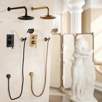 Bathroom Shower Set Brushed Rainfall Shower Faucet Wall Mounted Shower Mixer Shower Head Hot And Cold Mixer Diverter Set