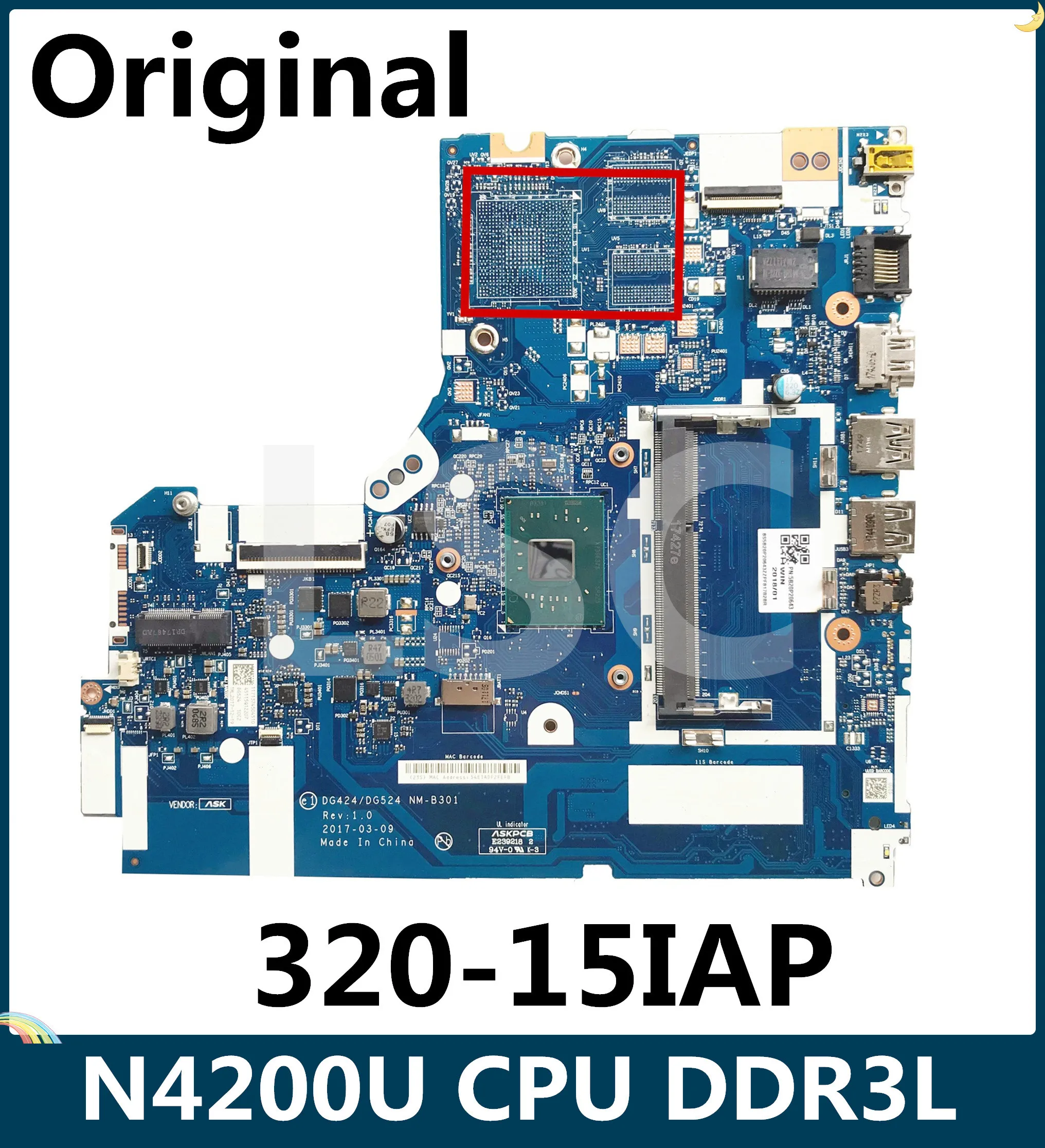 Материнская плата LSC для Lenovo IdeaPad 320 15IAP материнская ноутбука 5B20P20643 DG424 DG524 N4200U