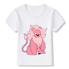 Детская летняя Милая забавная футболка с изображением розового льва, детская одежда с мультяшным рисунком Стивена, Вселенная, повседневные топы для мальчиков и девочек, ooo5055