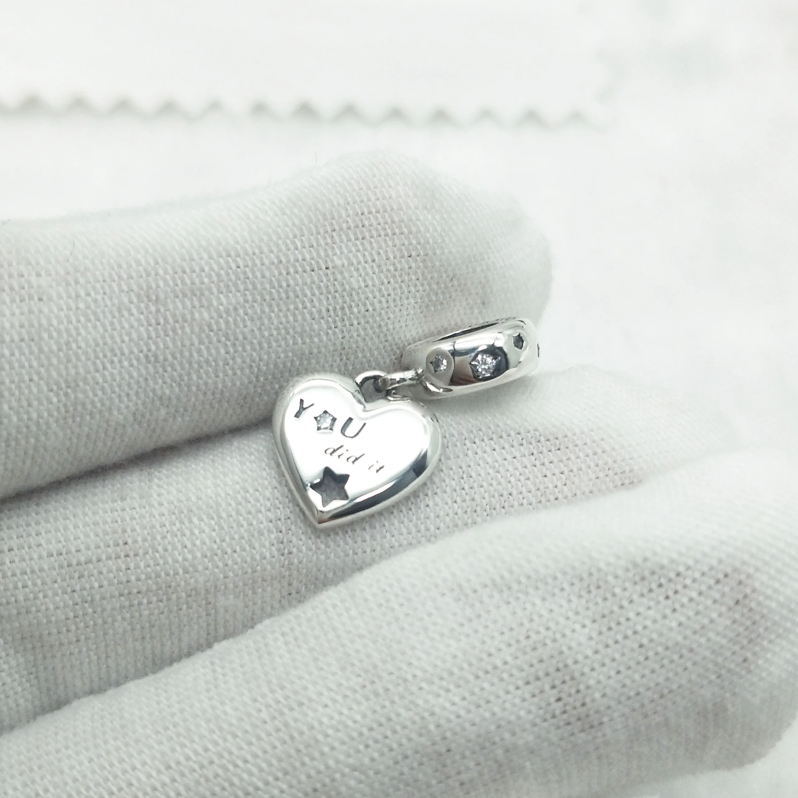 

925 пробы Серебряная Весенняя 2021 кулон поздравления сердце и звезды с позолоченным кольцом