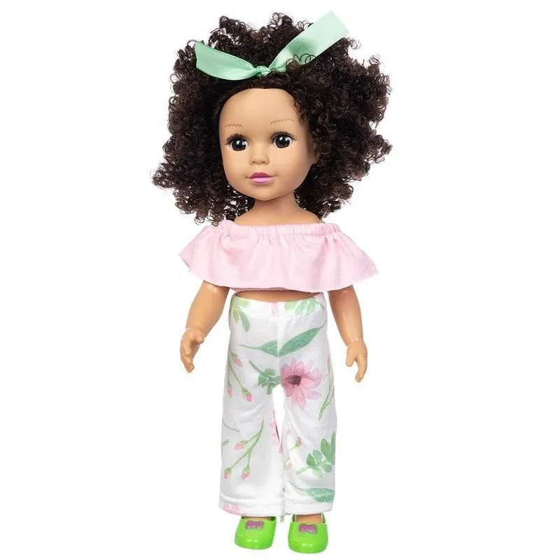 

Simulation Black Skin Doll Baby Small Doll Girl Toy Doll Vinyl Soft Doll African Doll 1pc Cute Curly Hair Doll