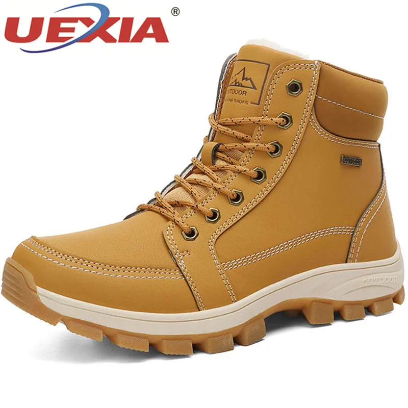 UEXIA Новинка модная зимняя обувь мужские ботинки теплые зимние на меху уличные