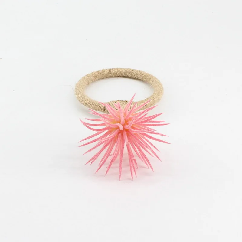 Free Shipping 6pcs/set Rustic Style Artisan Crafted Handmade Simulation Succulent Napkin Rings for Dinner Table Decoration |