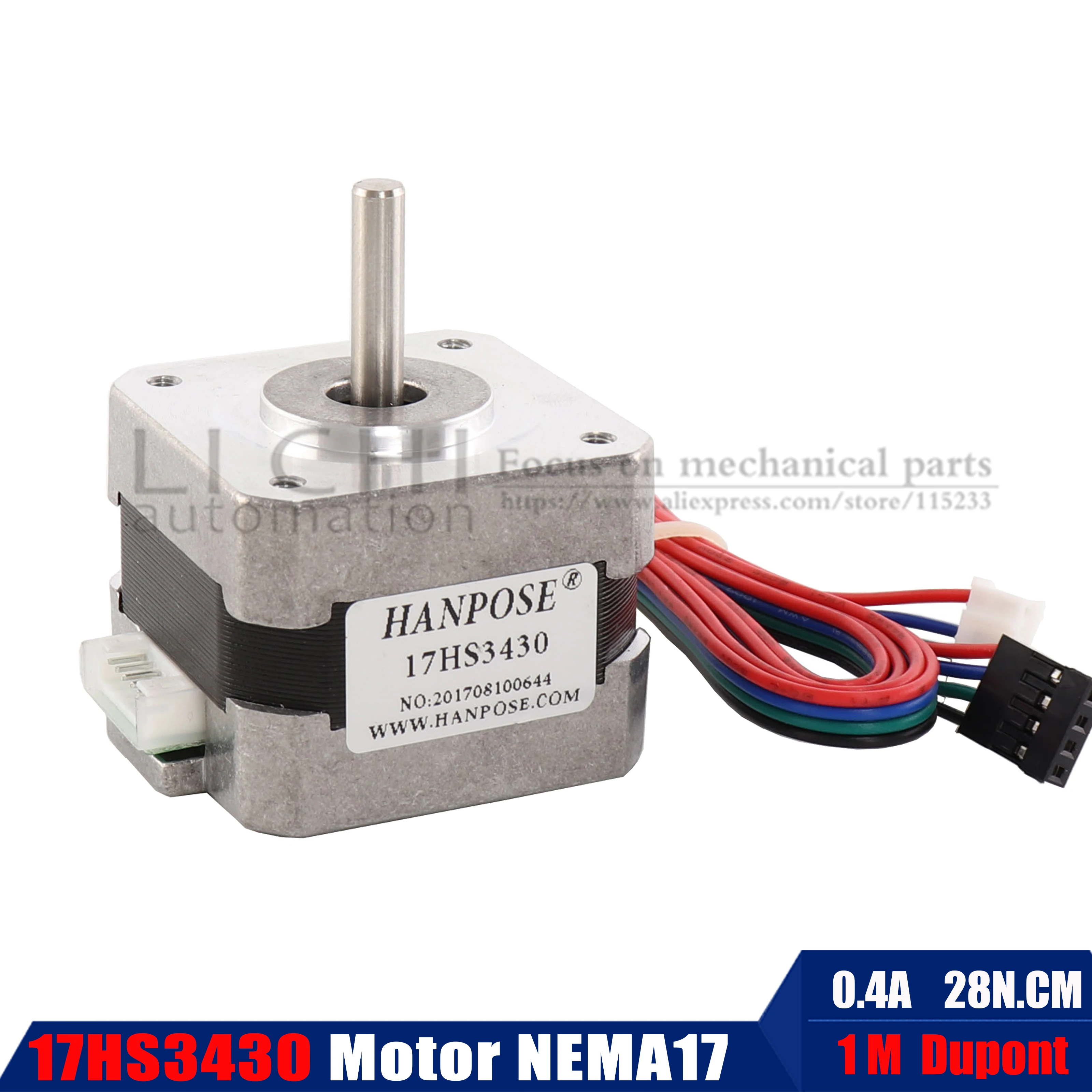 Шаговый двигатель Nema17 42bygh 0.4A 4 lead 28n. Cm 17HS3430 42 Series электродвигатель для монитора 3D