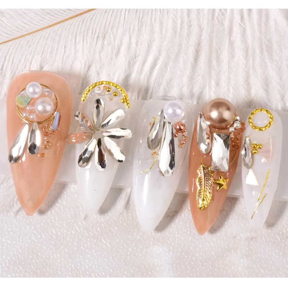 1 смешанная коробка 3D Блеск для ногтей Декор бриллианты хрустальное украшение