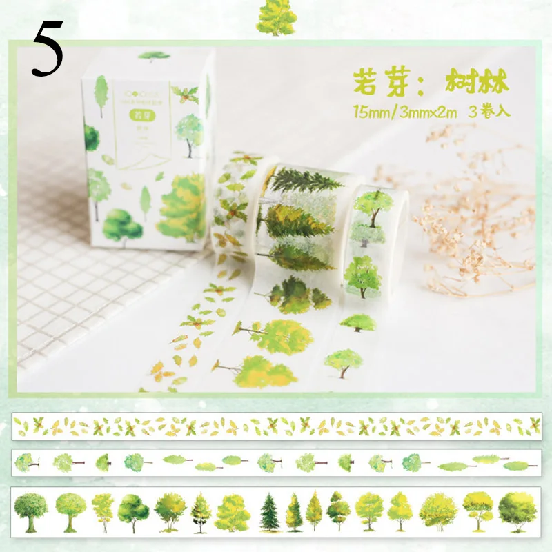 5 Kawaii Plant клейкая лента милая зеленая васи лента маскирующая лента для детей Скрапбукинг DIY фото принадлежности для альбома канцелярские принадлежности - Цвет: 5