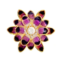 cindy xiang enamel flower brooches for women rhinestone and pearl pin 3 colors available high quality new 2021 good gift