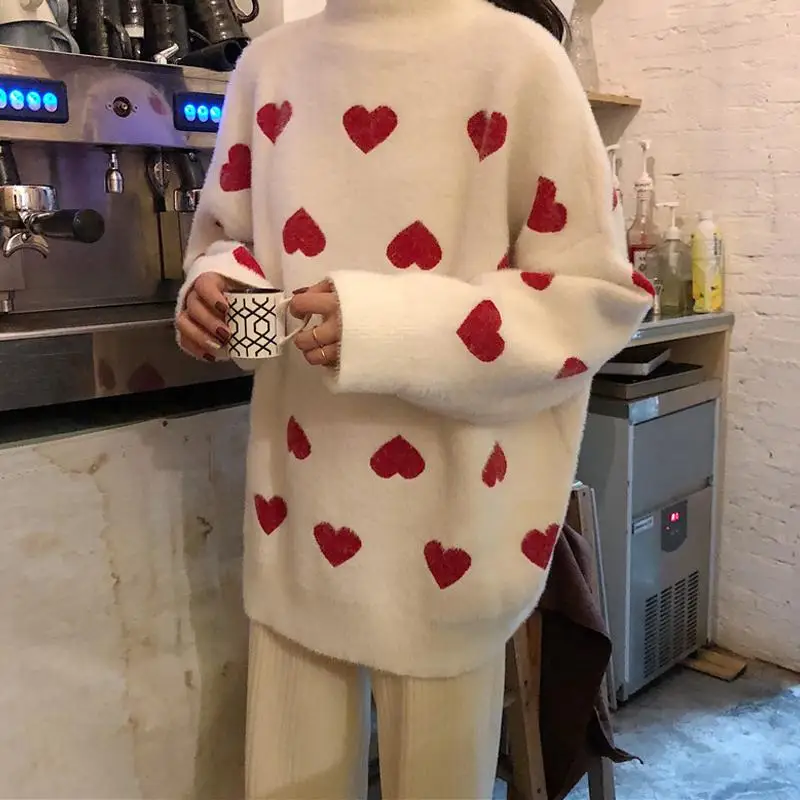 Зимний вязаный свитер ZITY с высоким воротником в Корейском стиле Женский Теплый