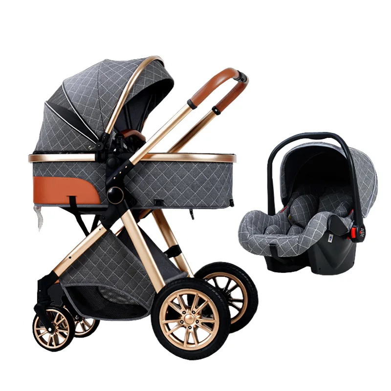 

Luxury Multifunctional Baby Stroller 3 In 1 With Car Seat Newborn Foldable Baby Carriage High Landscape Infant Trolley Stroller