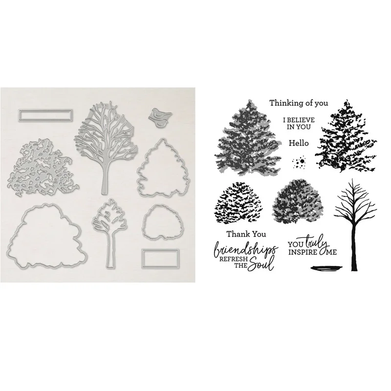 Красота из штамп дружбы и координации Dies ручной в античном стиле деревья