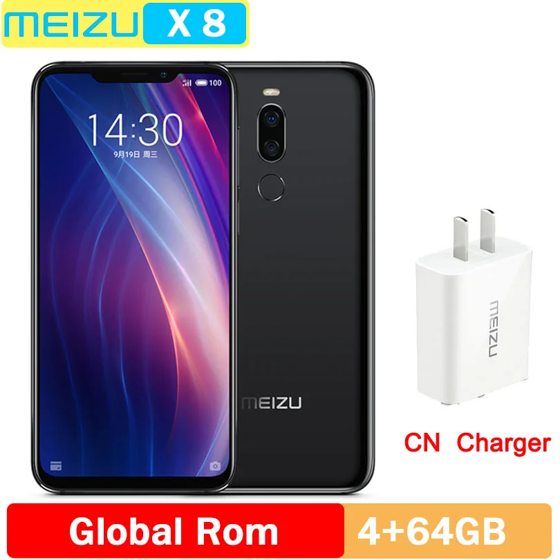 4GB 64GB Black Meizu X8 с глобальной прошивкой, 4G ram, 64G Rom, 4G LTE, мобильный телефон Snapdragon 710, четыре ядра, 6,2 дюймов, МП и мп, двойная камера заднего вида, gps - Цвет: 4GB 64GB Black