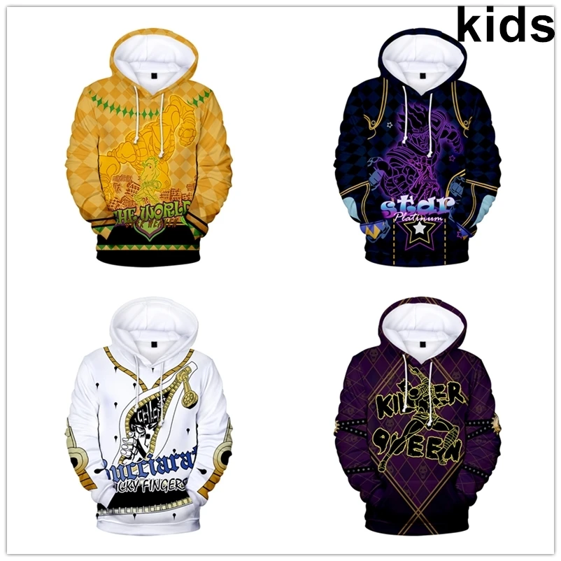 

Толстовка детская с капюшоном, свитшот с рисунком аниме «невероятные приключения Джоджо» для мальчиков и девочек, топы для детей от 2 до 16 ле...