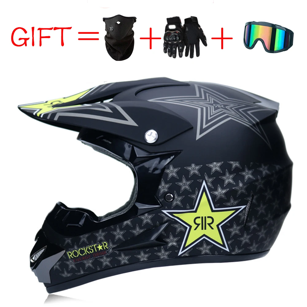 3 Gifts Racing Off-road Motorcycle Helmet DOT Casco Moto Motocross Dirt Bike Full Face Helmet Moto Vintage Casco Motocross