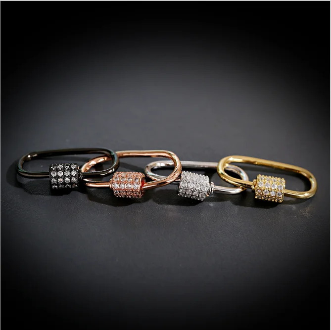 

3PCS, Copper CZ Small Oval Connector Lock Micro Pave For DIY Jewelry Findings