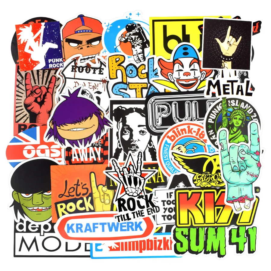 Calcoman&iacute;as de m&uacute;sica Rock Retro, pegatina JDM de grafiti para guitarra, motocicleta, ordenador port&aacute;til, equipaje, monopat&iacute;n, Snowboard, 100 Uds.-1