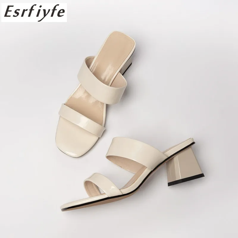 

ESRFIYFE 2020 New Brand Women Slipper Summer Outdoor Shoes Square High Heel Slip on Flip Flop Elegant Women Transparent Shoes