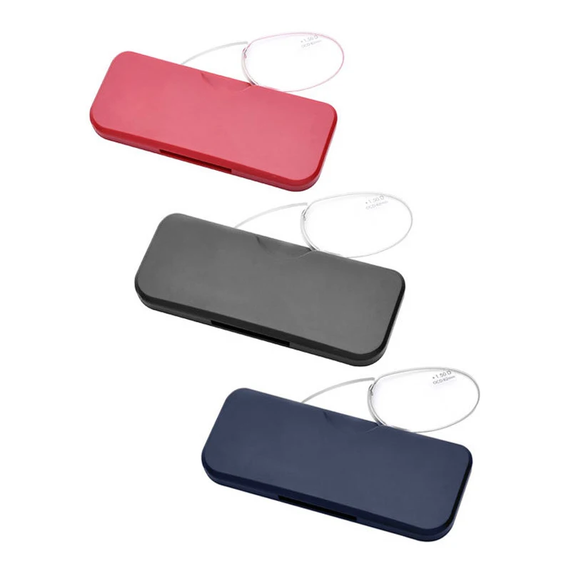 

Drop Shipping Men Portable Pocket Mini Nose Hanging Reading Glasses Women Presbyopia Hyperopia Eyewear Glasses with Case