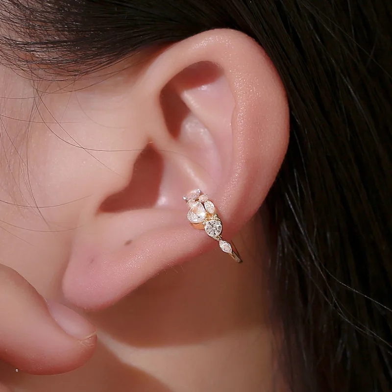 2020 модные серьги без пирсинга корейские милые манжеты с кристаллами кольцо для