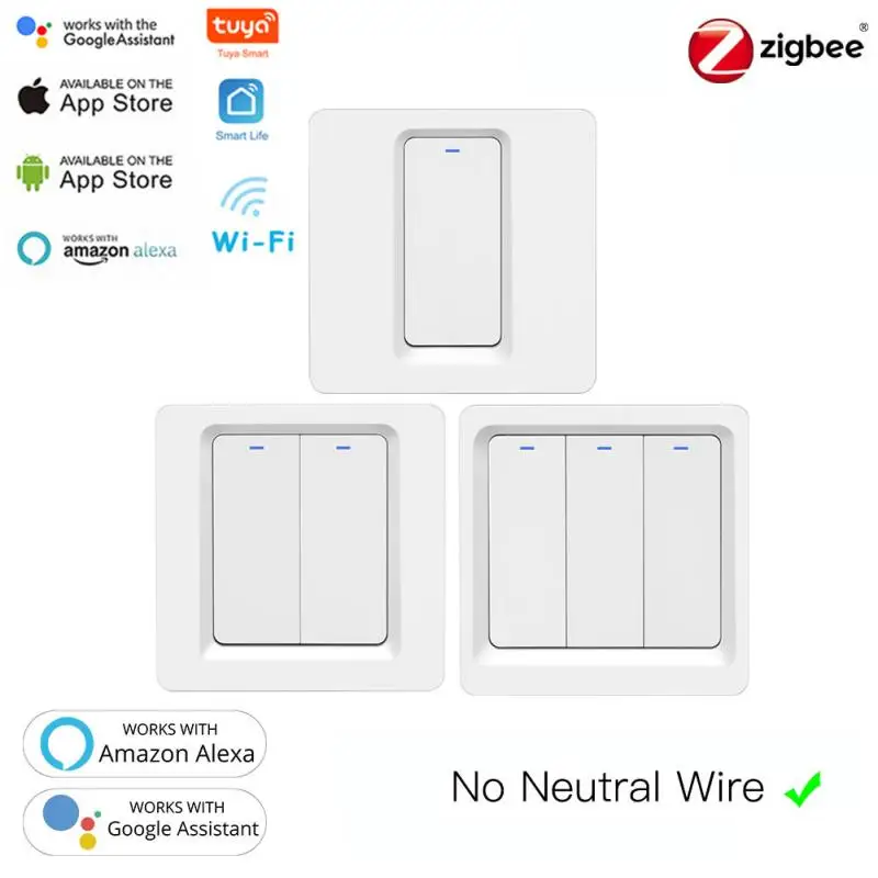 

EU 1/2/3 Gang Tuya Zigbee Smart Light Switch Smart Touch Switch 100-240V Smart Wall Switch Voice Work With Alexa, Google Home