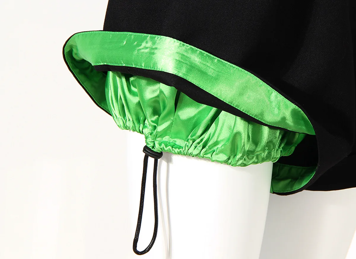 

[DEAT] new summer fashion women low wasit drawstring green patchwork black shorts fly bottom female hots WR50801L