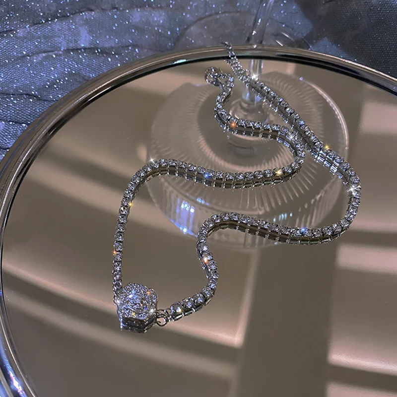 

Роскошное ожерелье-чокер с кристаллами циркония для женщин геометрические ожерелья стразы из нержавеющей стали эффектные Свадебные украш...