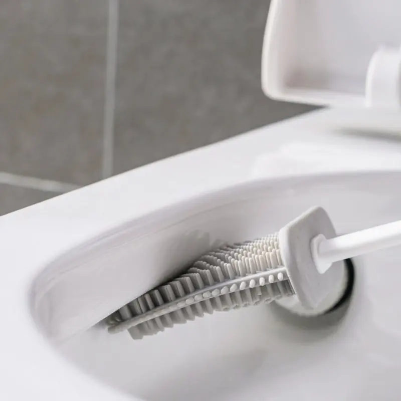 

Soft Rubber Toilet Brush Set Non Slip Long Handle Toilet Cleaner Holder Set Portable Home Bathroom Supplies Cleaning Tool