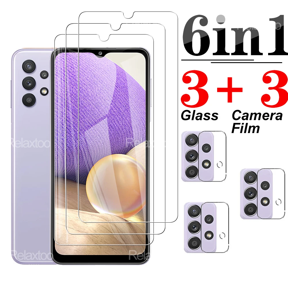 

6 in 1 Tempered Glass Phone Screen Protector For Samsung Galaxy A32 5G Protective a 32 4G sm-a326f/dsn 6.5'' Camera Lens Film