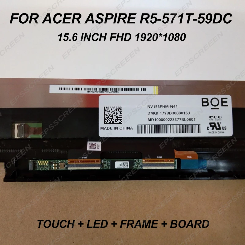 

fit for acer Aspire R5-571T-59DC 15.6" FHD Lcd Touch Screen Assembly+Bezel display digitized panel 1920*1080