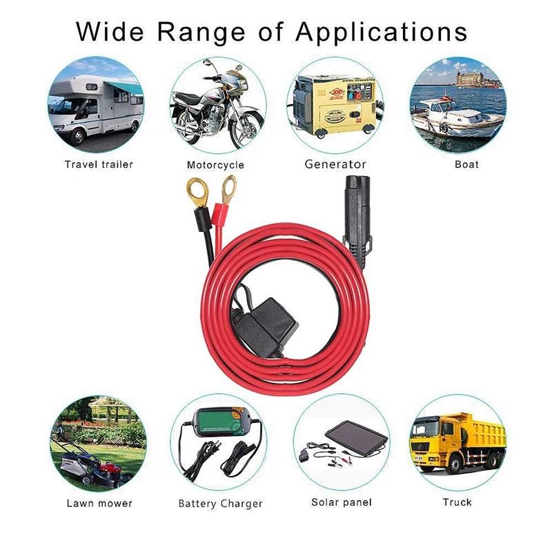 

Ring Terminal Cable - SAE to O Ring Terminal Harness Quick Connect/Disconnect Ring Terminal Assembly, 10A Fuse