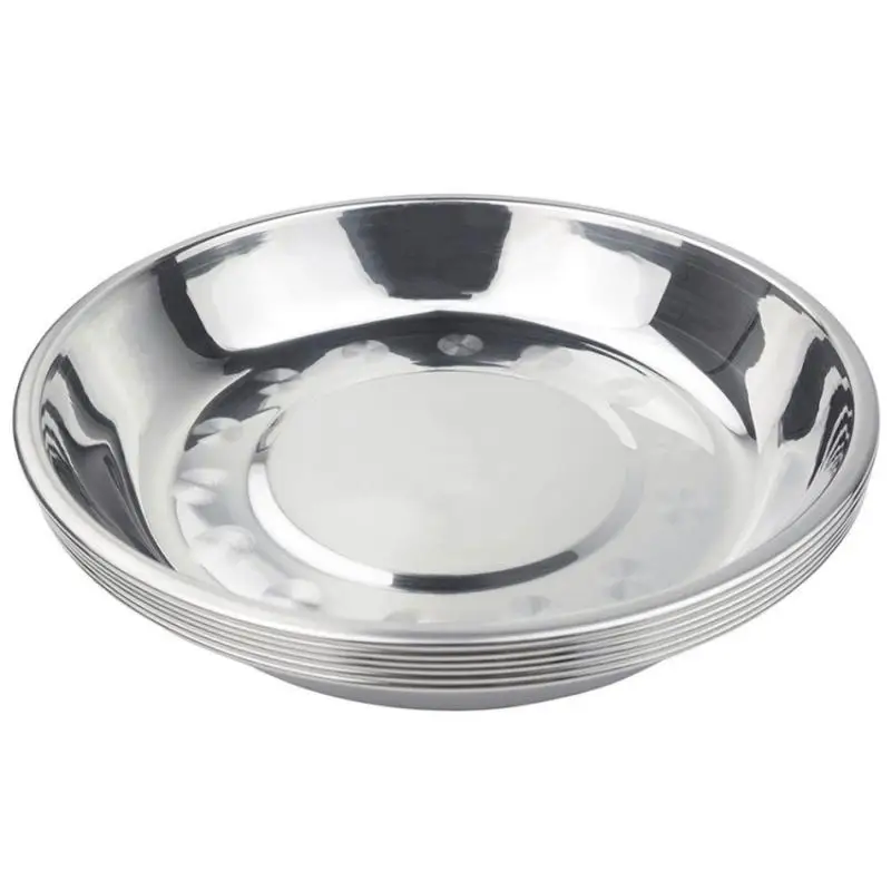 

Multipurpose Soup Dish Steel Round Flat Plate Plat Cake Metal Vegetables Delicate Metal Fruit Dish Deep Plate Del T4P0