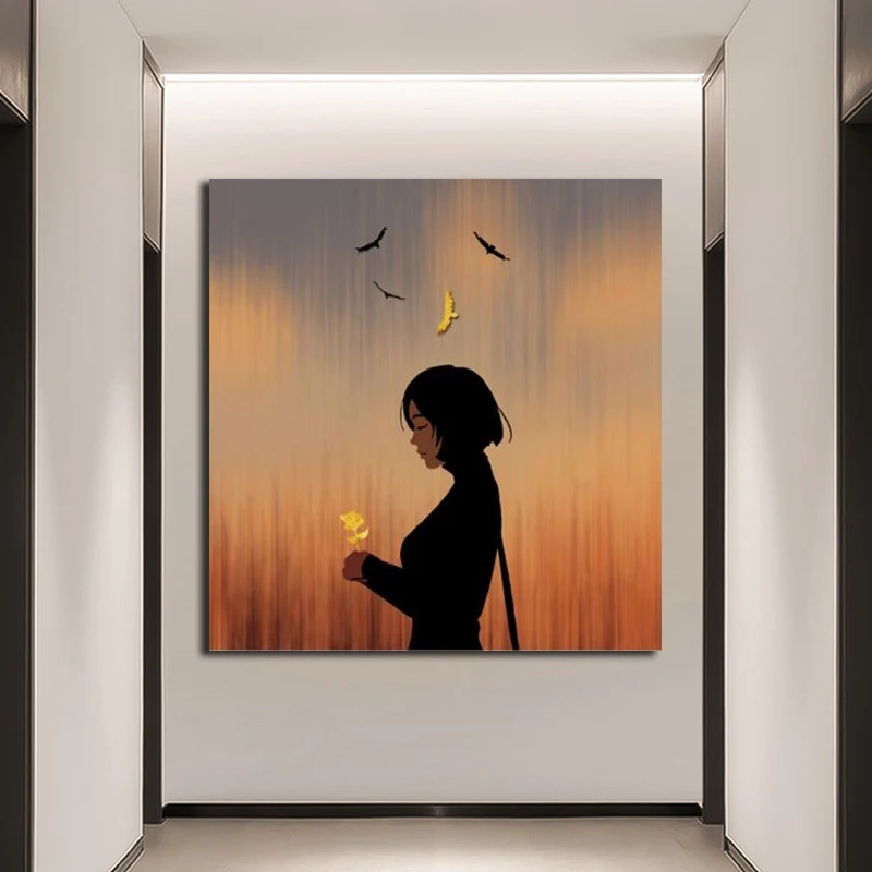 Постер с маленькой девочкой и птичкой картина холст без рамки принты Куадрос для