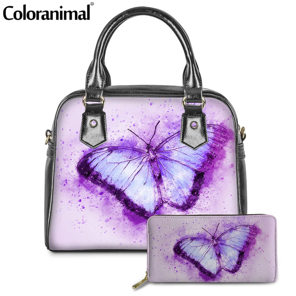 Роскошные элегантные дамские сумочки Coloranimal с принтом бабочки сумки верхними