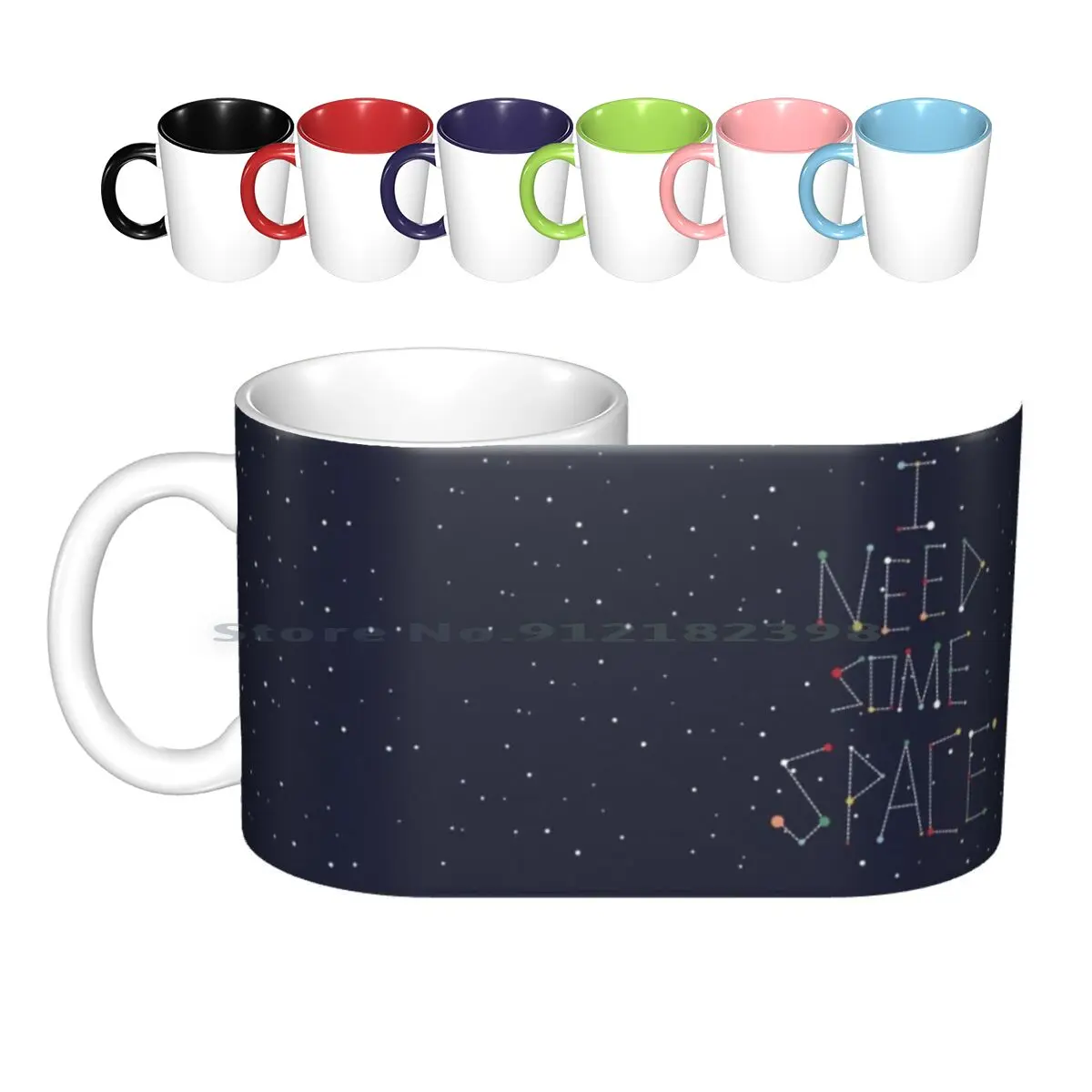 

I Need Some Space Ceramic Mugs Coffee Cups Milk Tea Mug Space Illustrator Font Lettering Type Planet Stars Vector Doodle Sketch