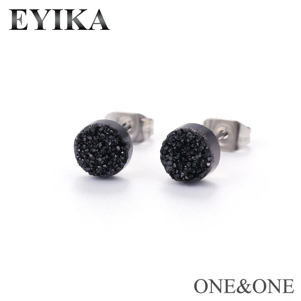 Серьги гвоздики EYIKA женские круглые Ювелирное Украшение с натуральным друзовым