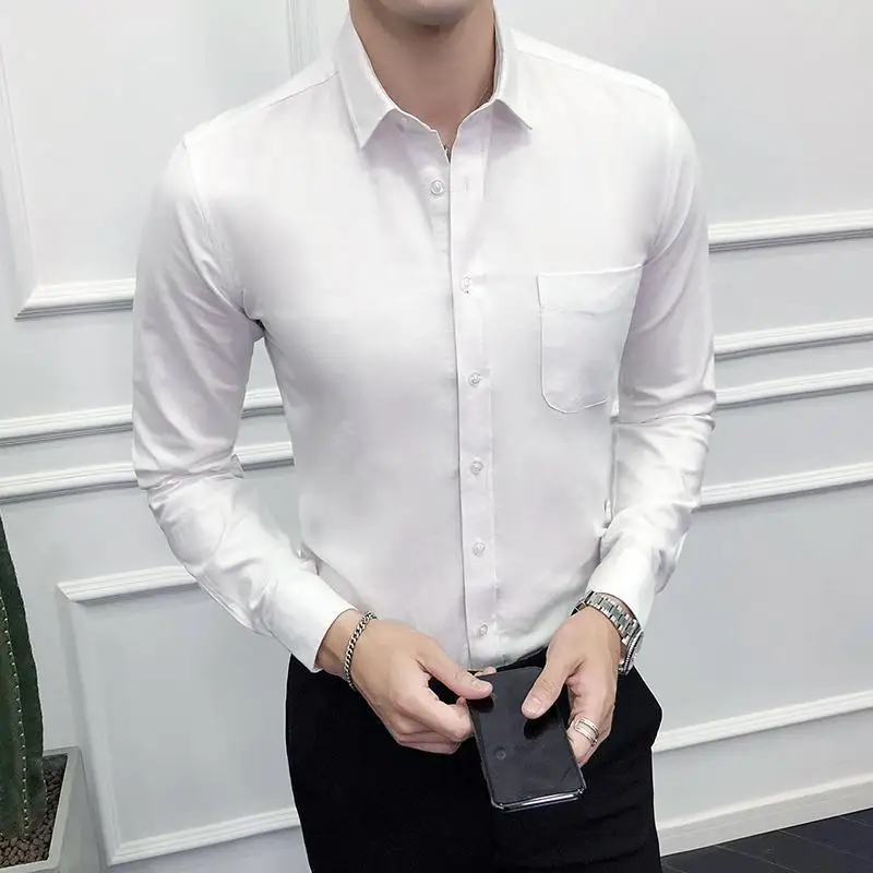 

Рубашка мужская однотонная с длинным рукавом, блузка деловая/Офисная, деловая/официальная, модель 5XL, весна 2020