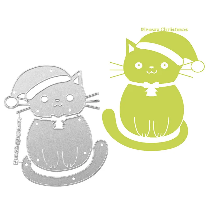 YaMinSanNiO рождественские металлические режущие штампы с милым котом и шляпой