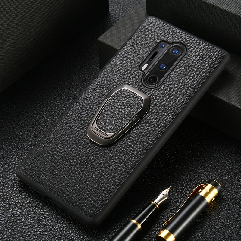 

The New Luxury magneic ring phone case For oneplus 8 7 7T 8PRO 8T nord ONE PLUS 6 6T 5 5T Genuine leather cover Kickstand funda